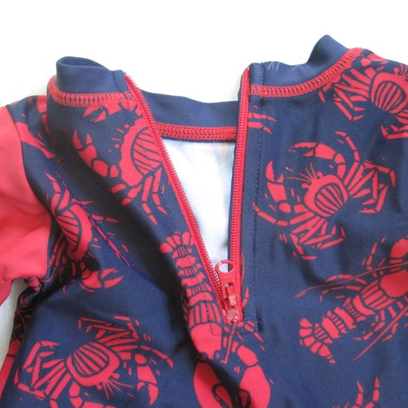 Hatley Baby Rash Guard Wet Swimsuit Size 6-9M Blue Red Crabs Lobsters EUC Unisex - Picture 4 of 6